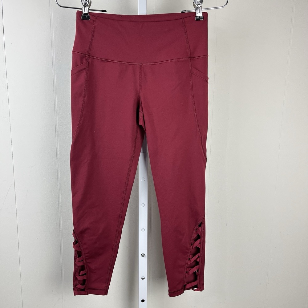 Victoria's Secret Sport Crop Capri Leggings Womens Small Burgundy Red